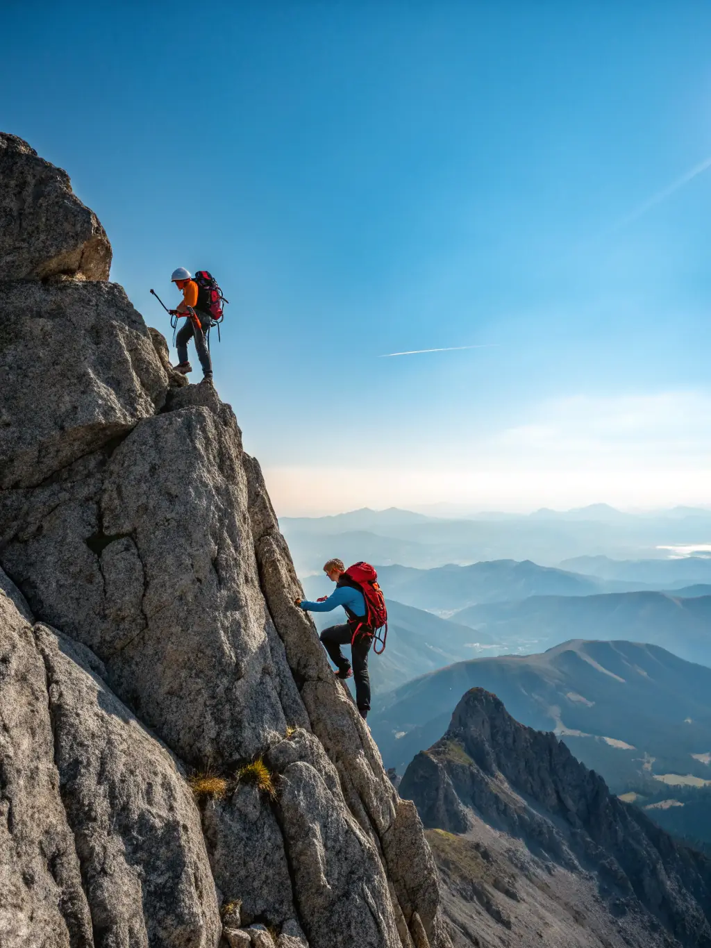 A scenic image of a group of experienced climbers scaling a challenging rock face during an organized outdoor climbing excursion in the Quinson area.